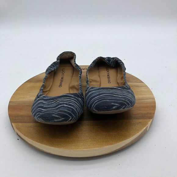 Lucky Brand Emmie Ballet Flats Womens 6 Blue Stripe Slip On Shoes Casual - Picture 3 of 9
